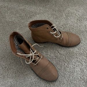 Womens brown leather booties